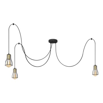 Lampadario a sospensione con filo TUBE LONG 3xE27/15W/230V nero/oro