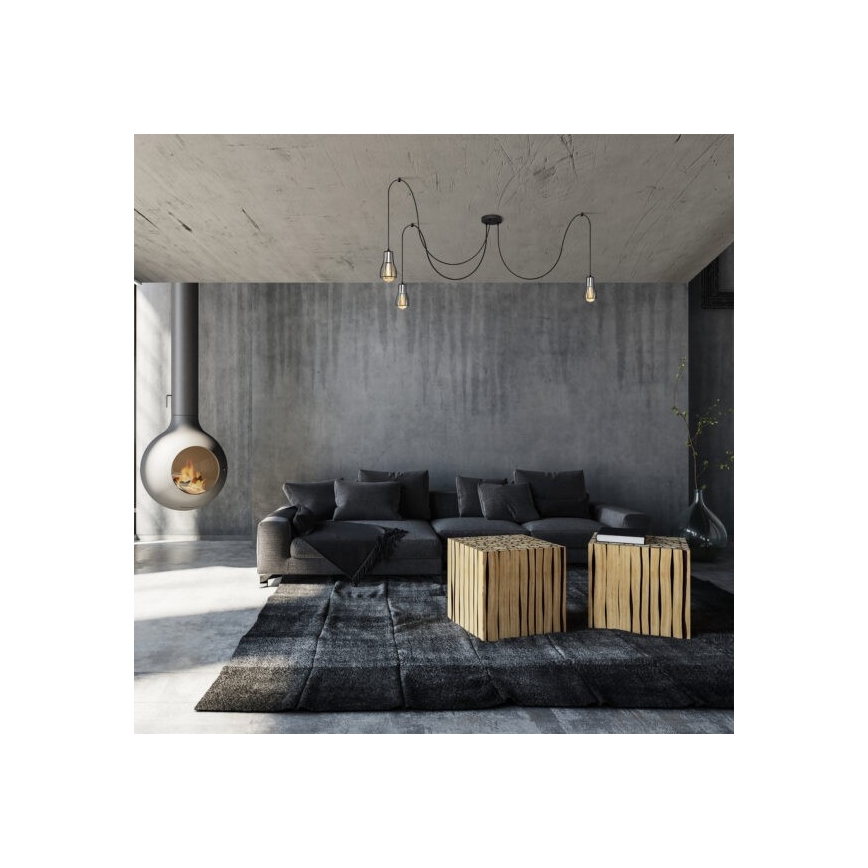 Lampadario a sospensione con filo TUBE LONG 5xE27/15W/230V nero/cromo lucido