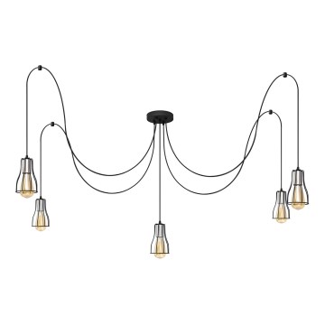 Lampadario a sospensione con filo TUBE LONG 5xE27/15W/230V nero/cromo lucido