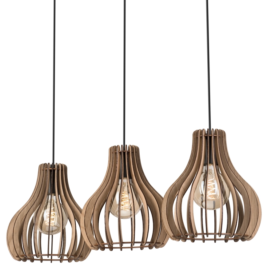 Lampadario a sospensione con filo TUCCI 3xE27/15W/230V quercia/nero