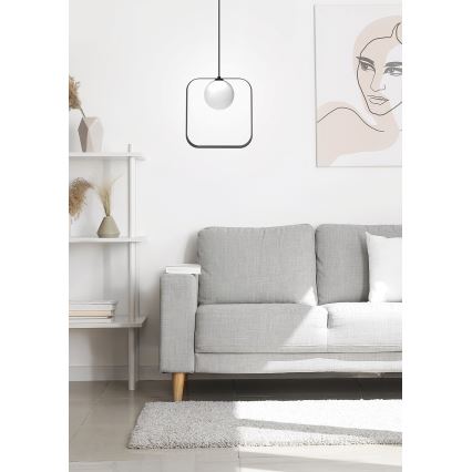 Lampadario a sospensione con filo TULA 1xG9/28W/230V quadrato nero