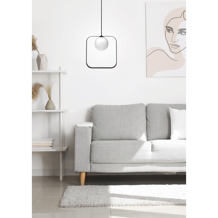 Lampadario a sospensione con filo TULA 1xG9/28W/230V quadrato nero