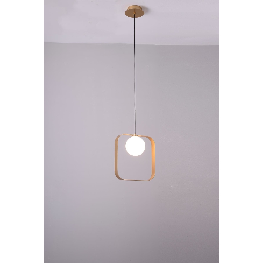Lampadario a sospensione con filo TULA 1xG9/28W/230V quadrato oro