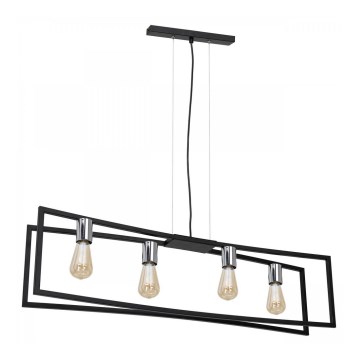 Lampadario a sospensione con filo TUNJA 4xE27/60W/230V nero/cromo lucido