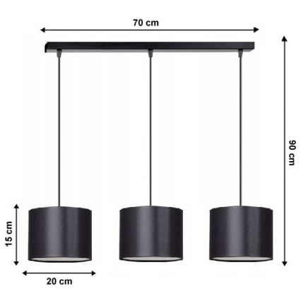 Lampadario a sospensione con filo TUZ 3xE27/60W/230V