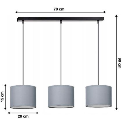 Lampadario a sospensione con filo TUZ 3xE27/60W/230V