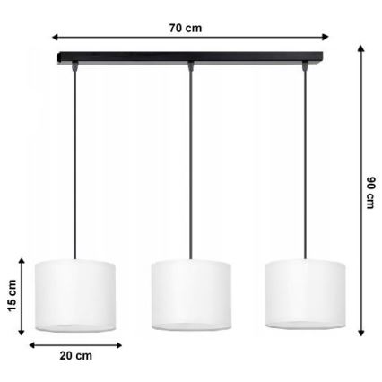Lampadario a sospensione con filo TUZ 3xE27/60W/230V