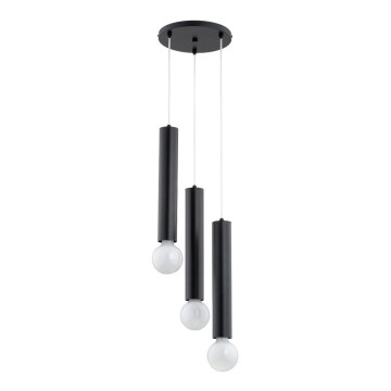 Lampadario a sospensione con filo TWISTER 3xE27/60W/230V diametro 28 cm nero