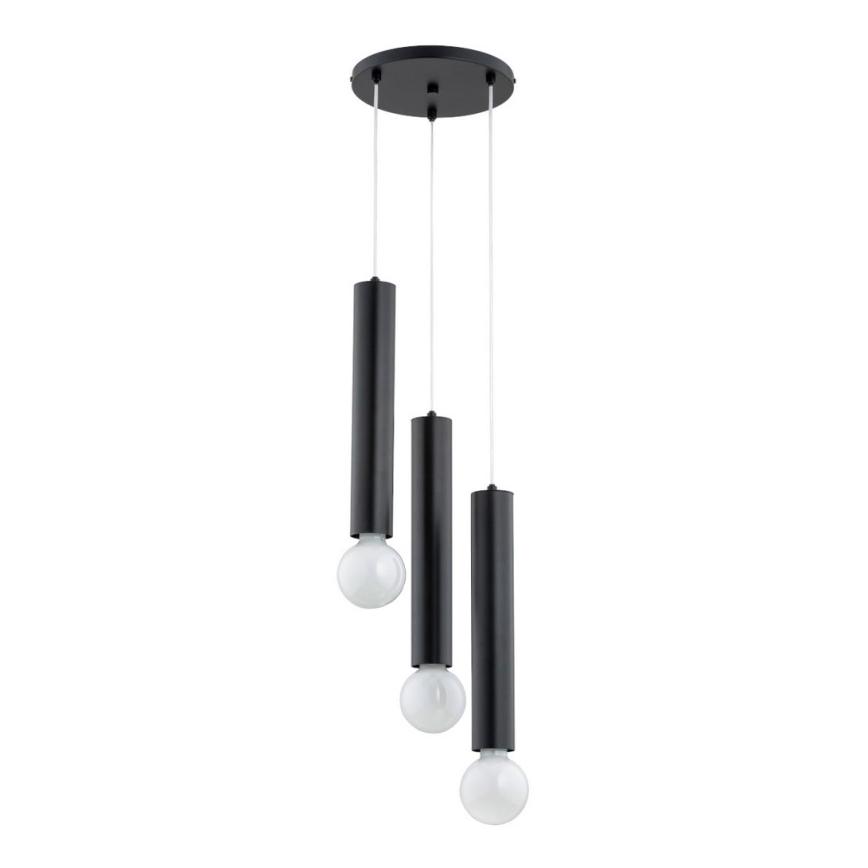 Lampadario a sospensione con filo TWISTER 3xE27/60W/230V diametro 28 cm nero