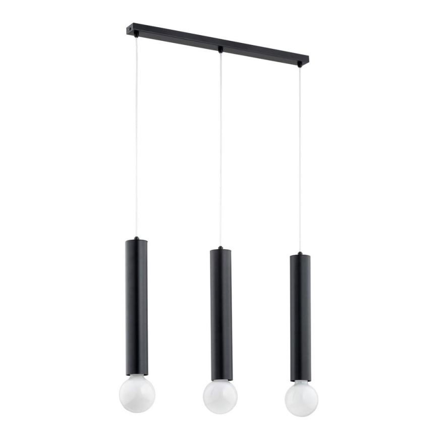 Lampadario a sospensione con filo TWISTER 3xE27/60W/230V nero