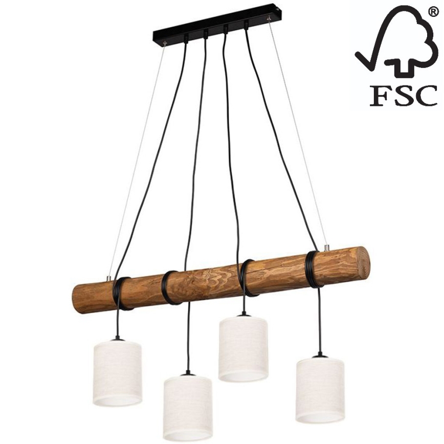 Lampadario a sospensione con filo ULMO 4xE27/25W/230V pino – FSC certificato