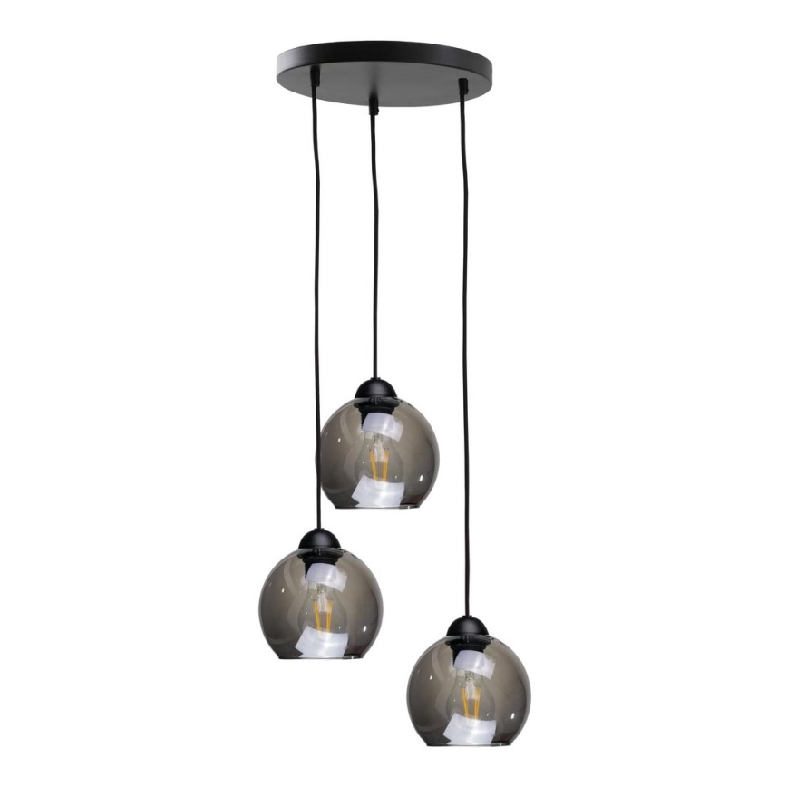 Lampadario a sospensione con filo UNO 3xE27/60W/230V nero/fumé