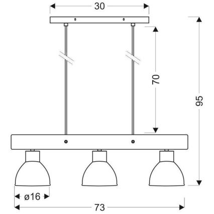 Lampadario a sospensione con filo VARIO 3xE27/60W/230V Betulla