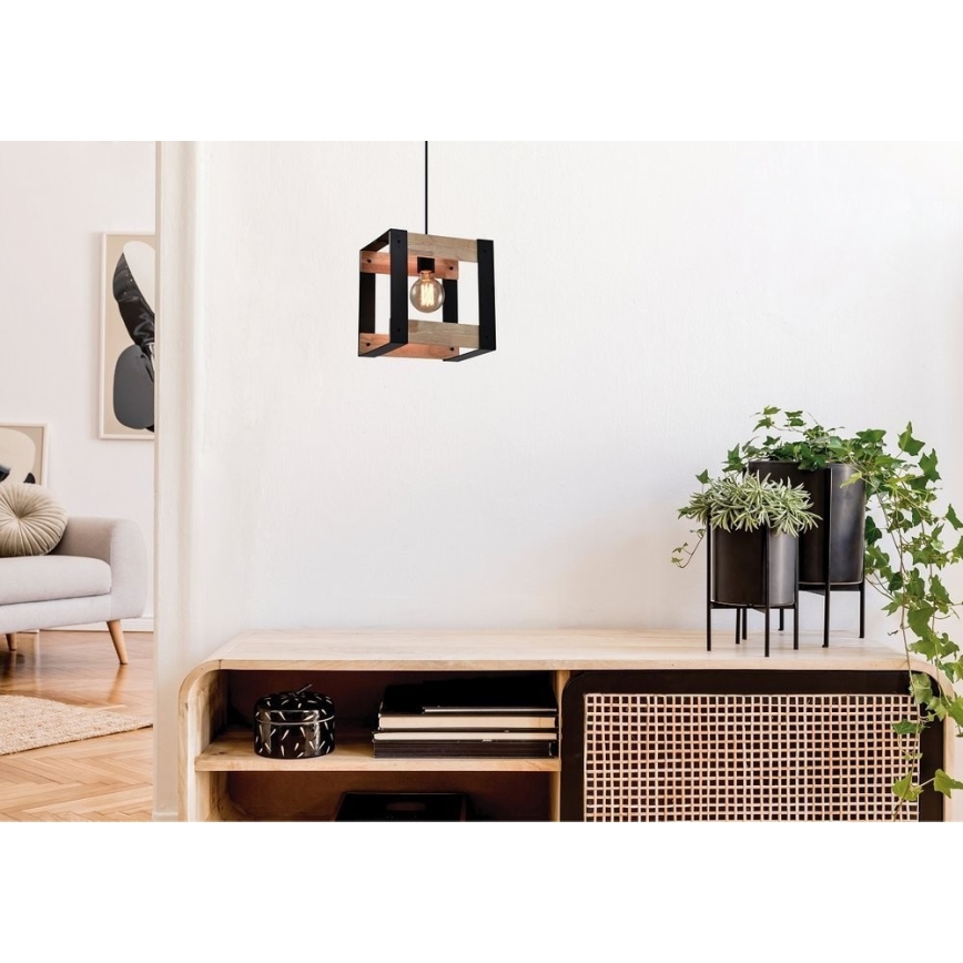 Lampadario a sospensione con filo VARNA 1xE27/40W/230V quercia