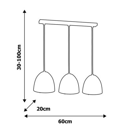 Lampadario a sospensione con filo VEGAS 3xE27/60W/230V