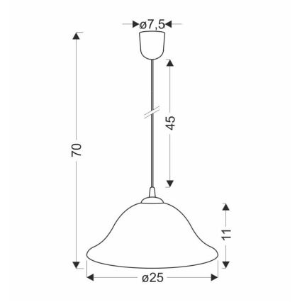 Lampadario a sospensione con filo VERA 1xE27/60W/230V cromo lucido/bianco