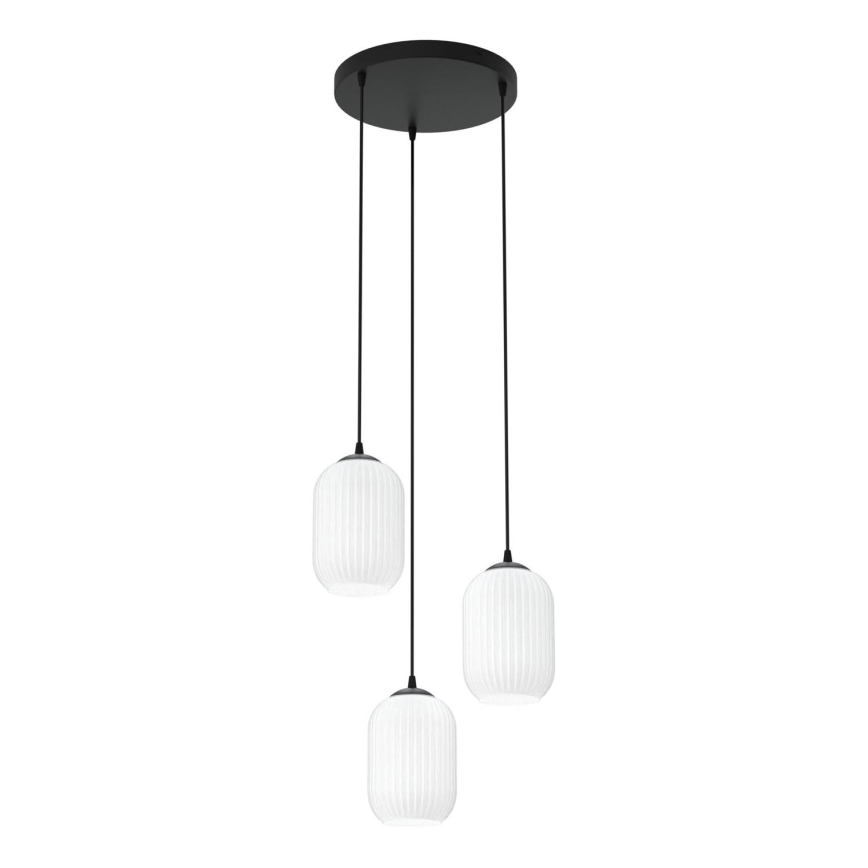 Lampadario a sospensione con filo VERDI 3xE27/15W/230V diametro 30 cm nero/bianco