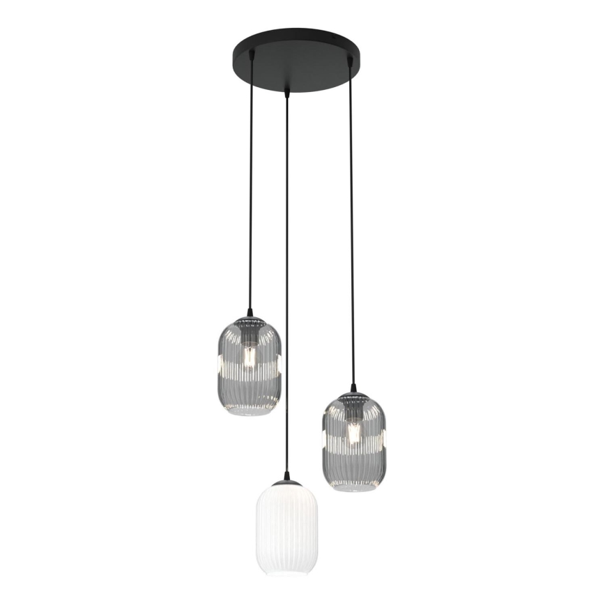 Lampadario a sospensione con filo VERDI 3xE27/15W/230V diametro 30 cm nero/grigio/bianco
