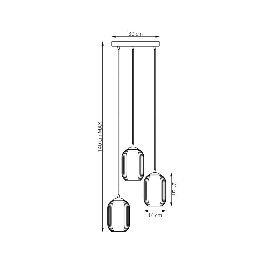 Lampadario a sospensione con filo VERDI 3xE27/15W/230V diametro 30 cm nero/grigio/bianco