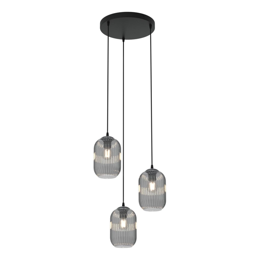 Lampadario a sospensione con filo VERDI 3xE27/15W/230V diametro 30 cm nero/grigio