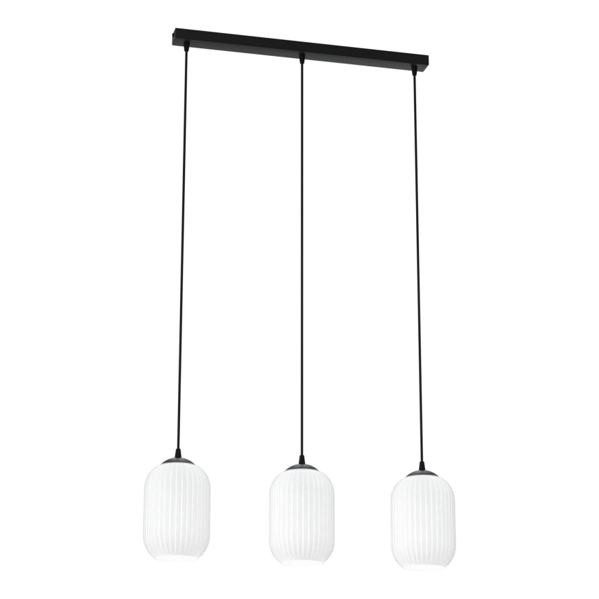 Lampadario a sospensione con filo VERDI 3xE27/15W/230V nero/bianco