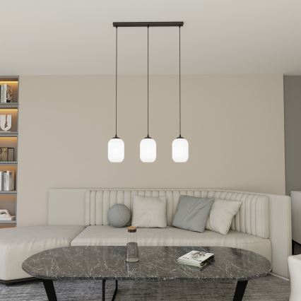Lampadario a sospensione con filo VERDI 3xE27/15W/230V nero/bianco