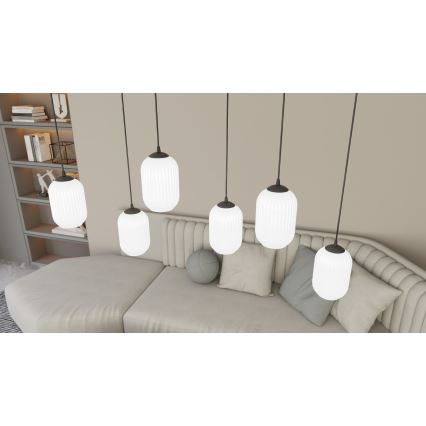 Lampadario a sospensione con filo VERDI 3xE27/15W/230V nero/bianco