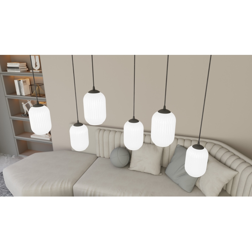 Lampadario a sospensione con filo VERDI 3xE27/15W/230V nero/bianco