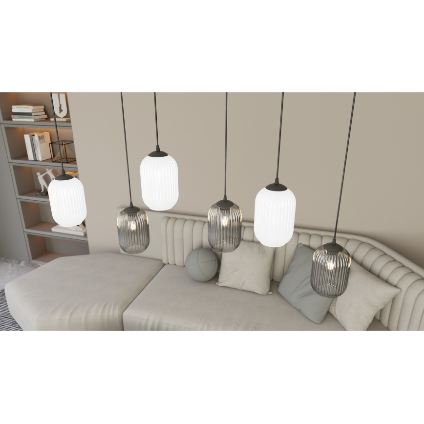Lampadario a sospensione con filo VERDI 3xE27/15W/230V nero/grigio/bianco