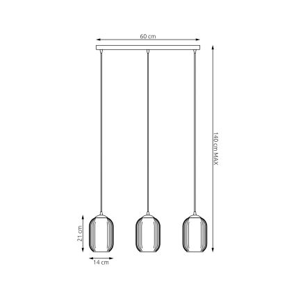 Lampadario a sospensione con filo VERDI 3xE27/15W/230V nero/grigio/bianco