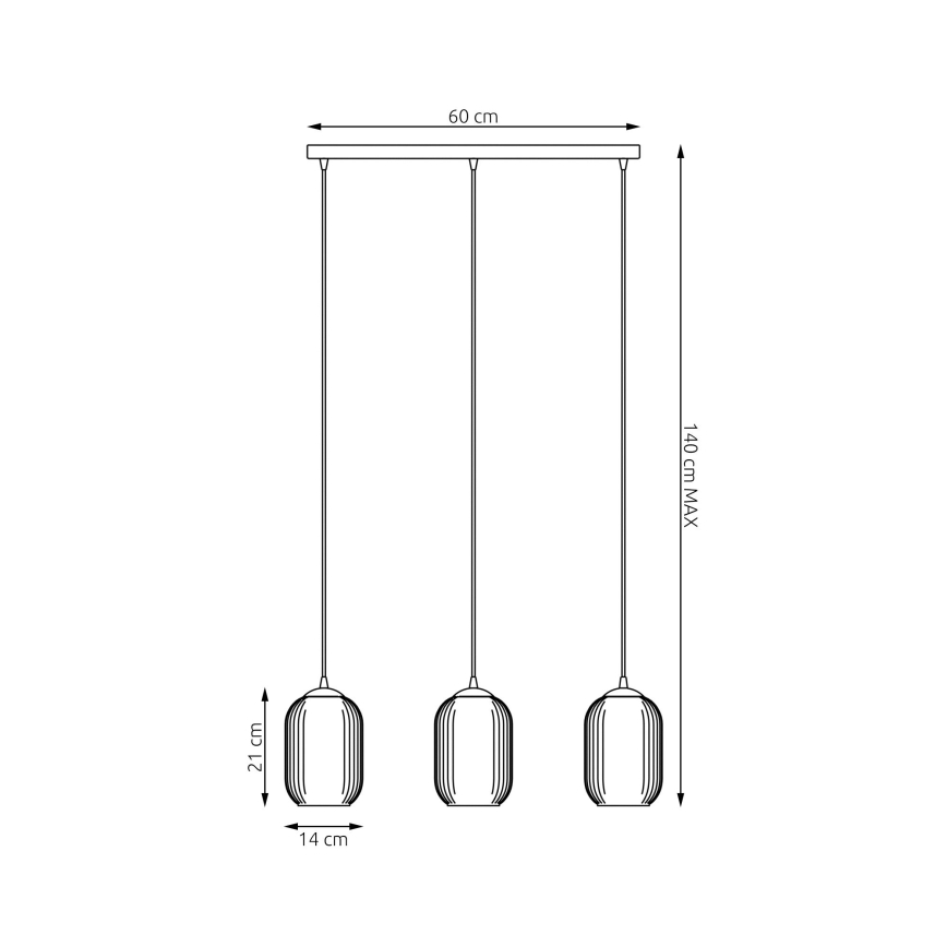 Lampadario a sospensione con filo VERDI 3xE27/15W/230V nero/grigio/bianco