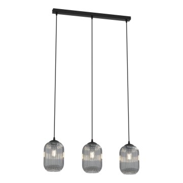 Lampadario a sospensione con filo VERDI 3xE27/15W/230V nero/grigio