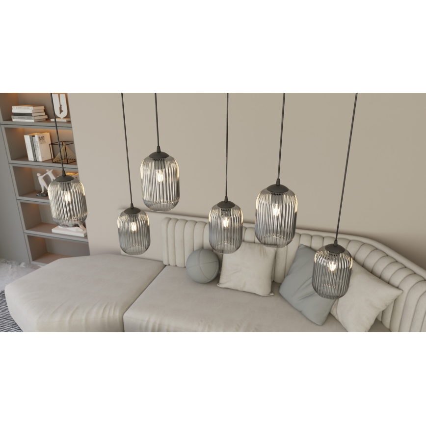 Lampadario a sospensione con filo VERDI 3xE27/15W/230V nero/grigio