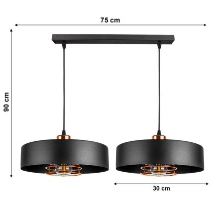 Lampadario a sospensione con filo VEST 2xE27/60W/230V