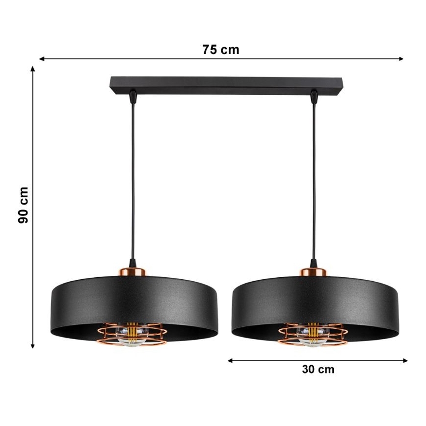 Lampadario a sospensione con filo VEST 2xE27/60W/230V