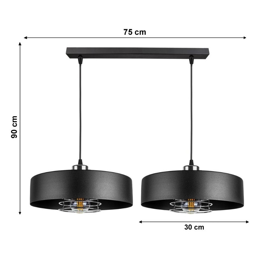 Lampadario a sospensione con filo VEST 2xE27/60W/230V