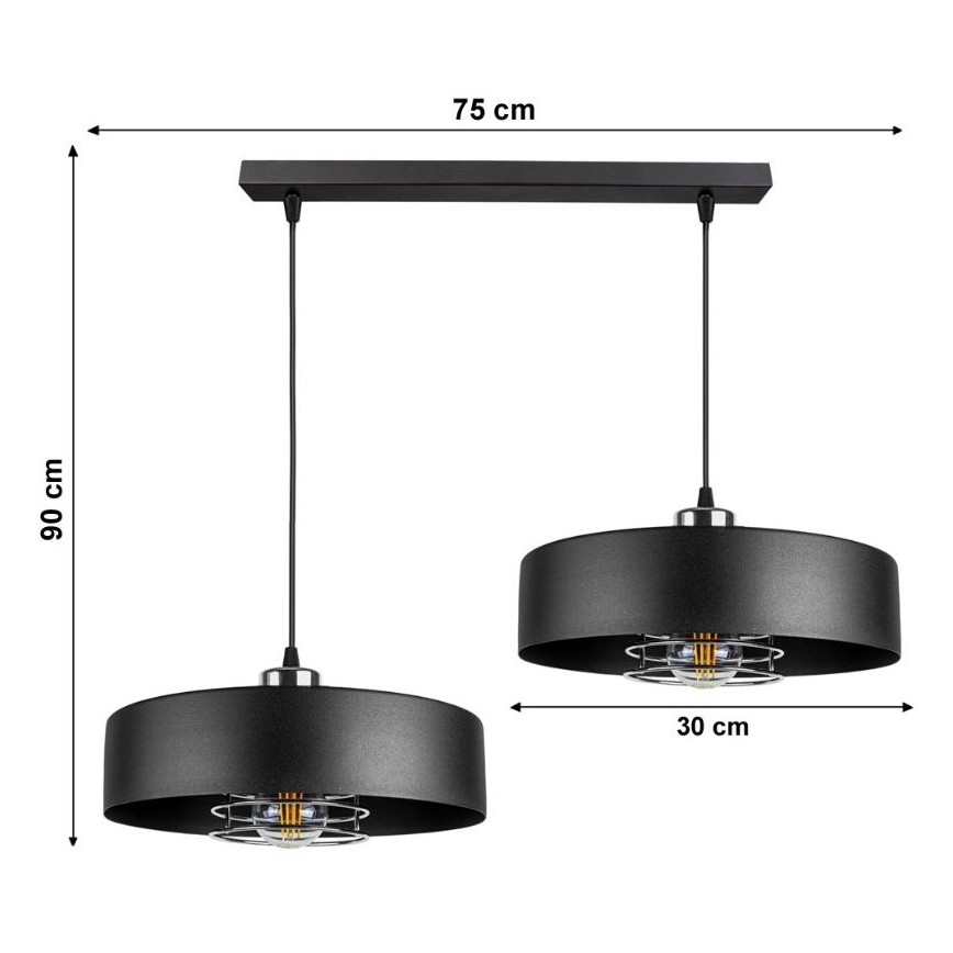 Lampadario a sospensione con filo VEST 2xE27/60W/230V