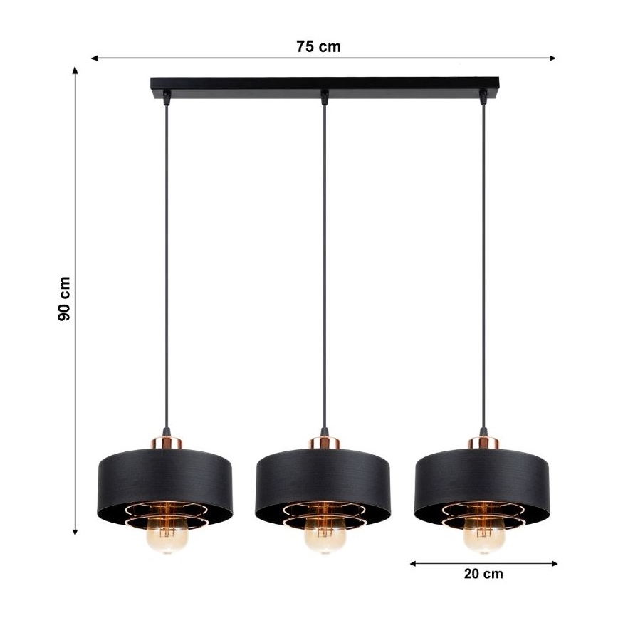 Lampadario a sospensione con filo VEST 3xE27/60W/230V
