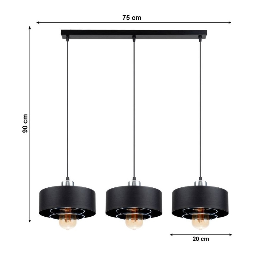 Lampadario a sospensione con filo VEST 3xE27/60W/230V