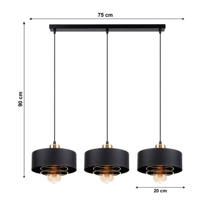 Lampadario a sospensione con filo VEST 3xE27/60W/230V