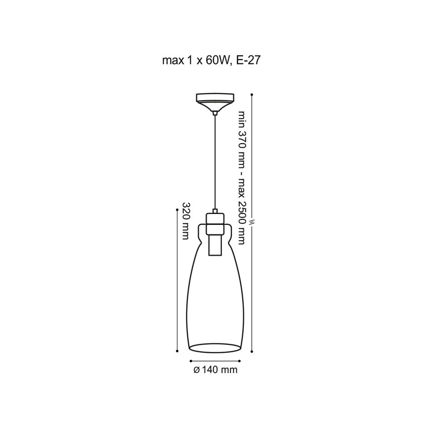 Lampadario a sospensione con filo VETRO 1xE27/60W/230V