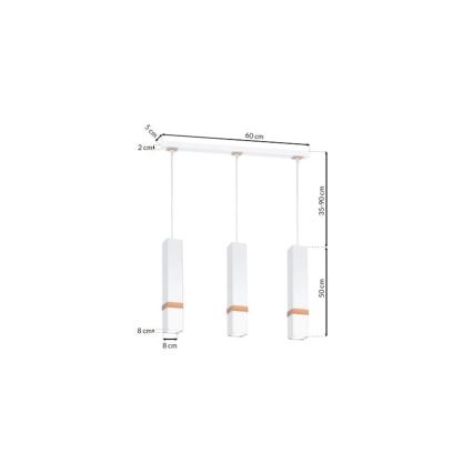 Lampadario a sospensione con filo VIDAR 3xGU10/25W/230V