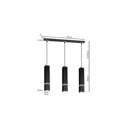 Lampadario a sospensione con filo VIDAR 3xGU10/25W/230V