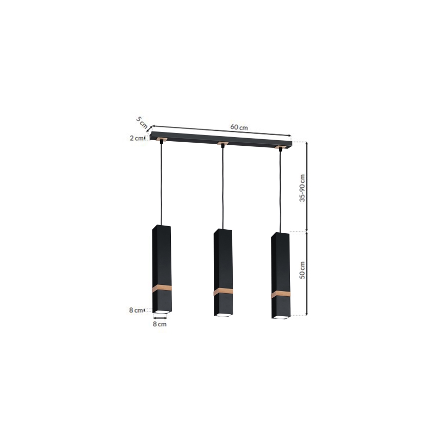 Lampadario a sospensione con filo VIDAR 3xGU10/25W/230V