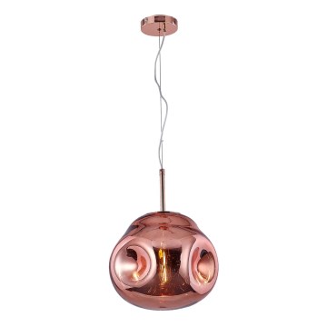 Lampadario a sospensione con filo VITRO 1xE27/10W/230V diametro 35 cm rosa oro