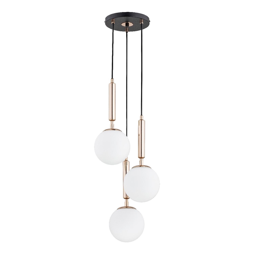 Lampadario a sospensione con filo VOLDA 3xE14/10W/230V diametro 28 cm ottone