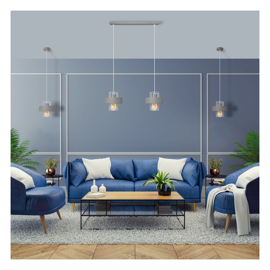 Lampadario a sospensione con filo VOLTA 1xE27/15W/230V grigio