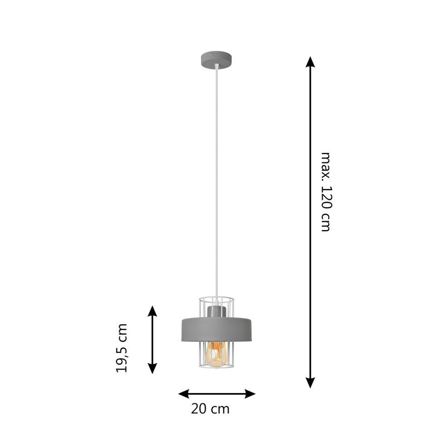 Lampadario a sospensione con filo VOLTA 1xE27/15W/230V grigio
