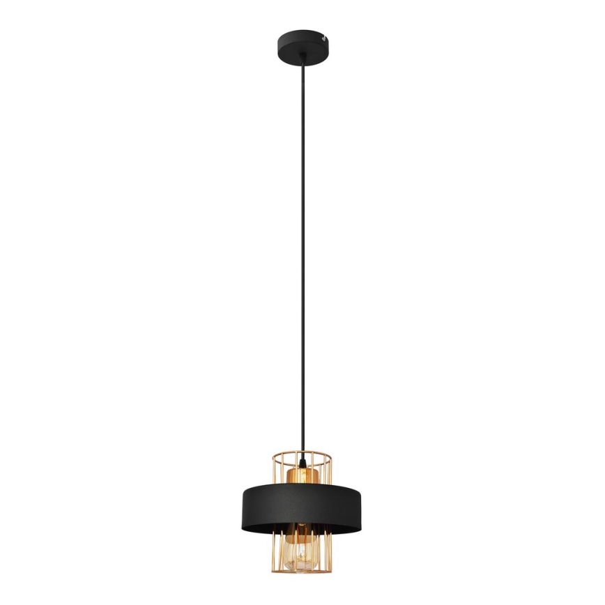 Lampadario a sospensione con filo VOLTA 1xE27/15W/230V nero/oro