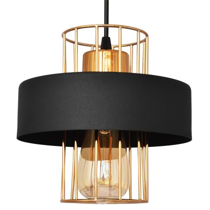 Lampadario a sospensione con filo VOLTA 1xE27/15W/230V nero/oro